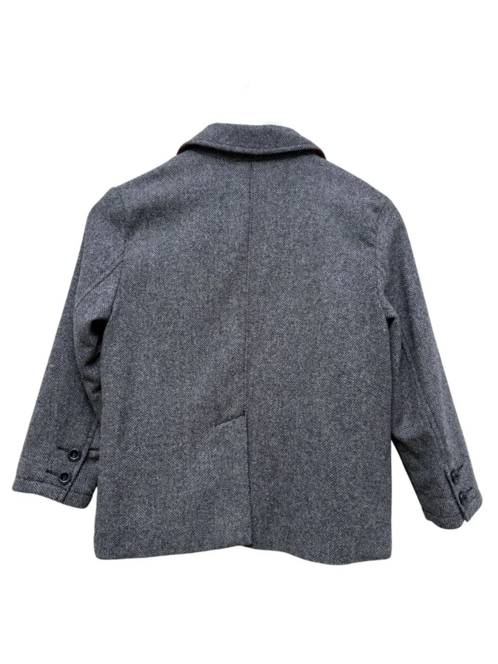 GAP Boys Herringbone Blazer Gray Tweed Small Size 6-7 Wool Blend Jacket Preppy